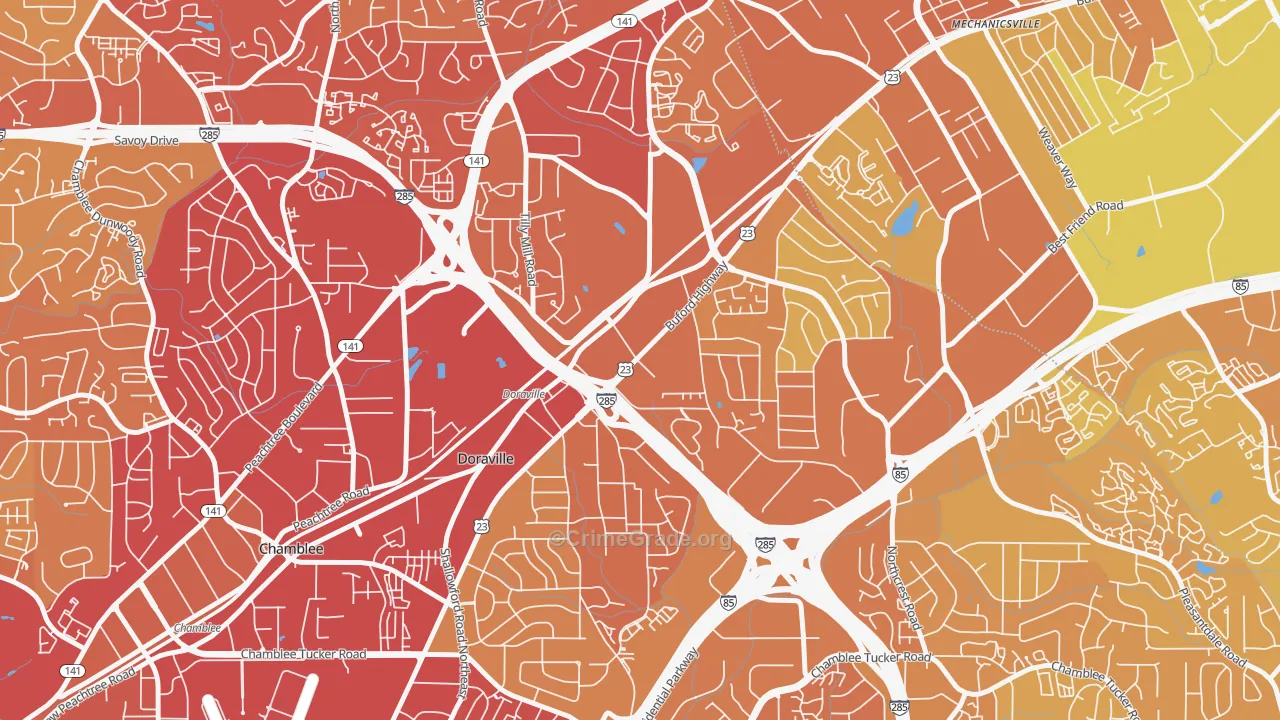 Doraville, GA Map of Vehicle Theft Rates
