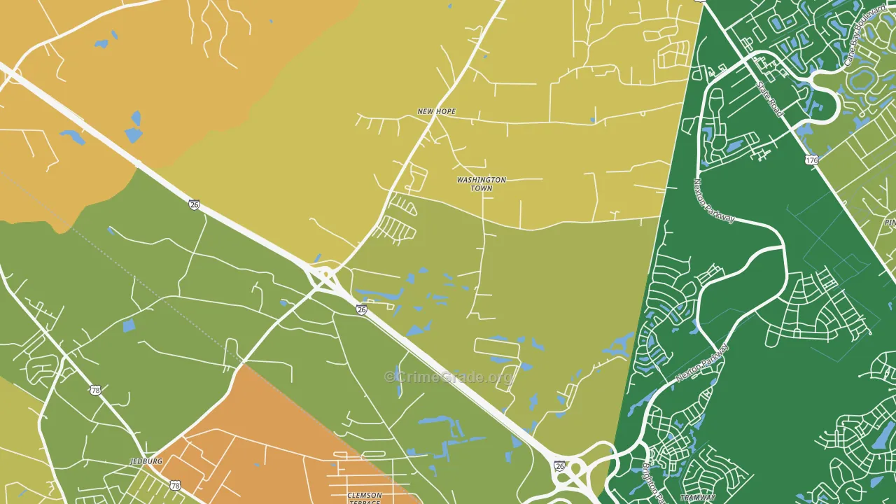 Dorchester Estates, SC Map of Vehicle Theft Rates