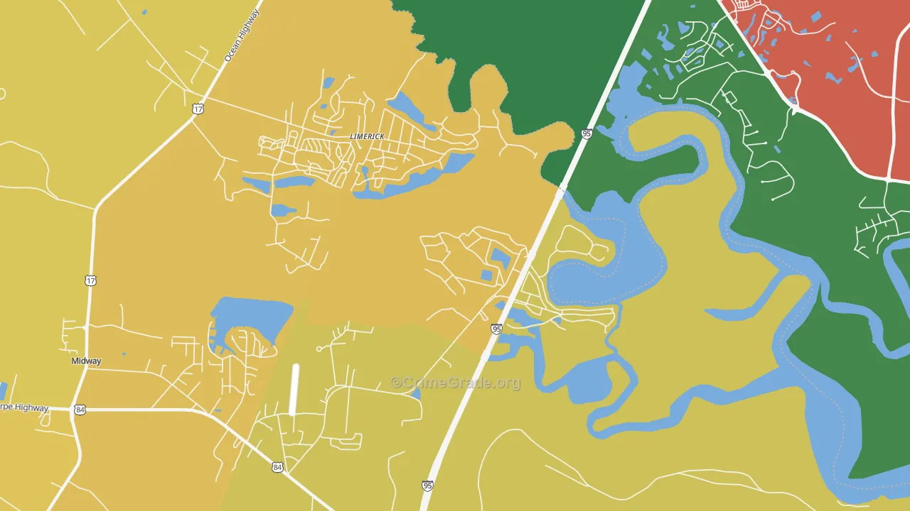 Dorchester, GA Map of Vehicle Theft Rates