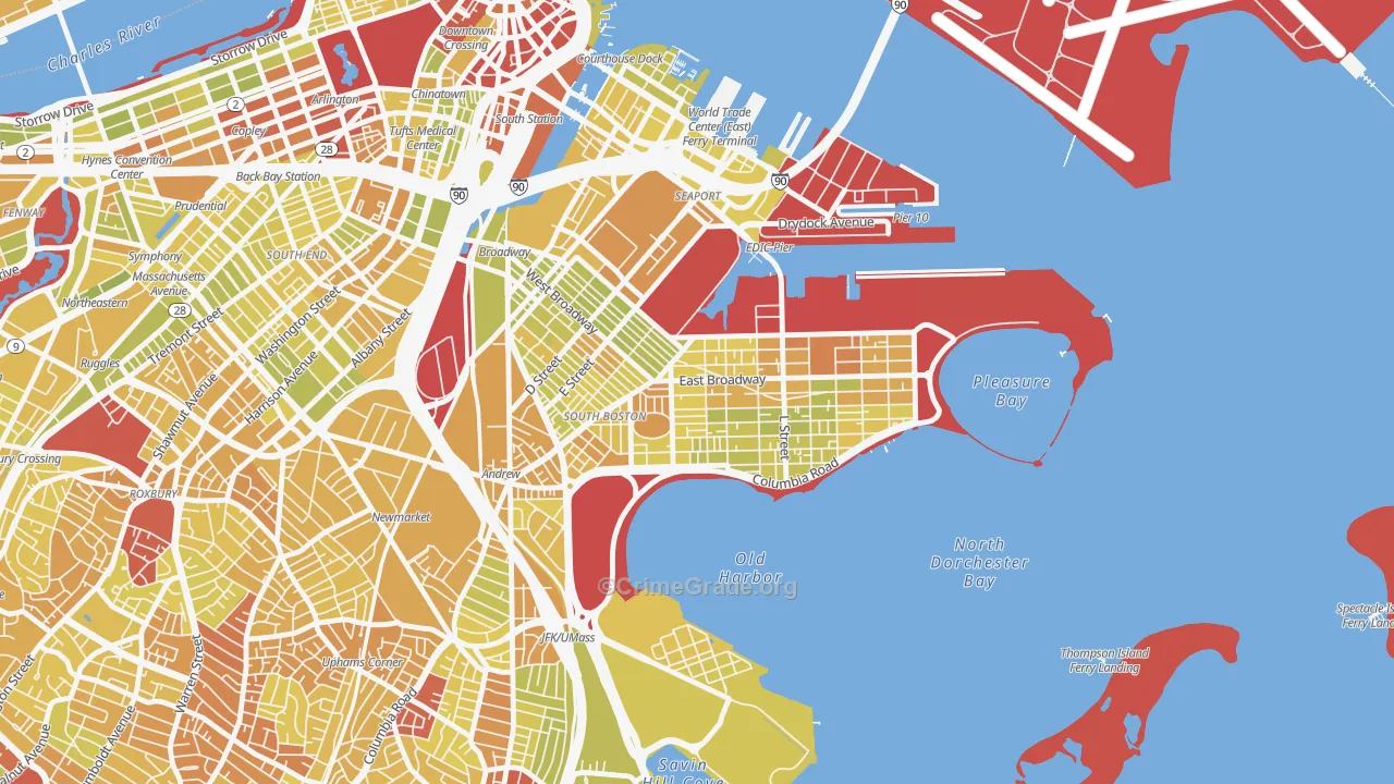 Dorchester Heights, Boston, MA Map of Vehicle Theft Rates