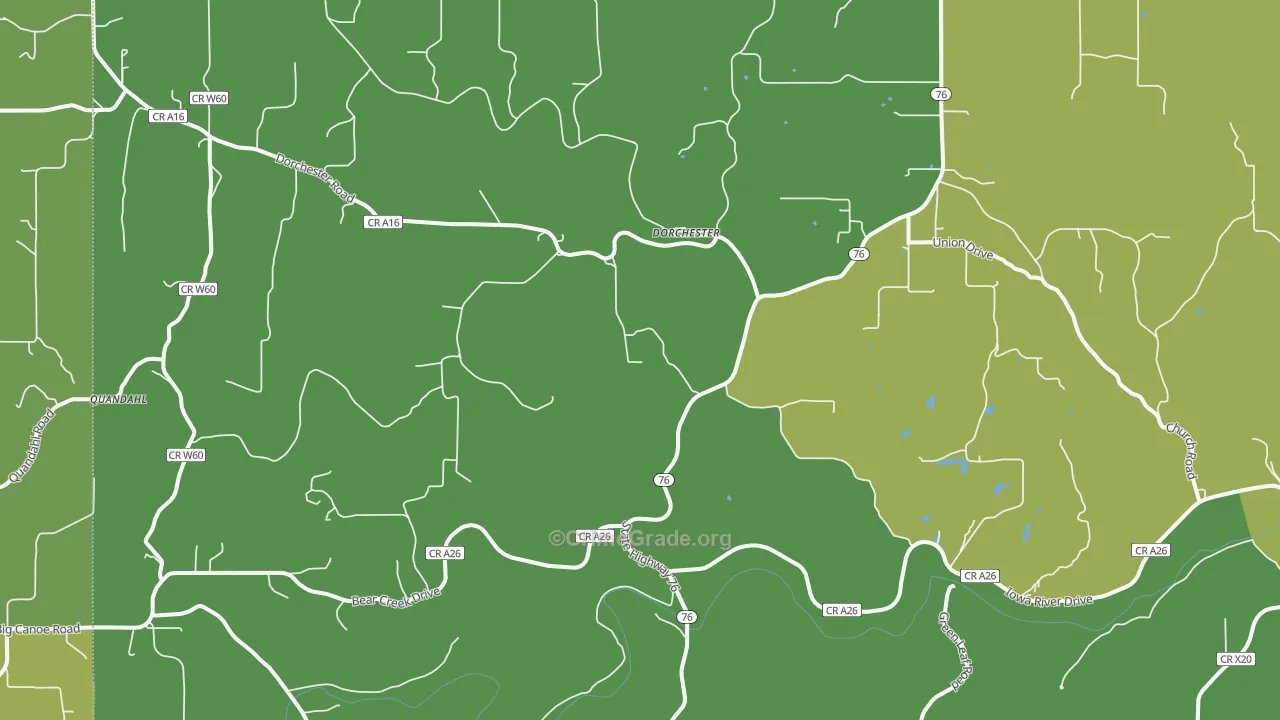 Dorchester, IA Map of Vehicle Theft Rates