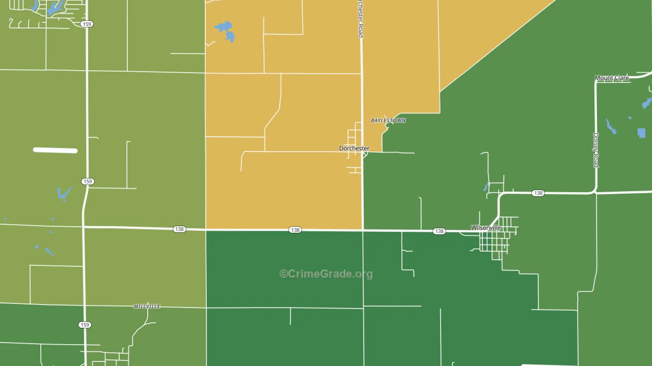 Dorchester, IL Map of Vehicle Theft Rates