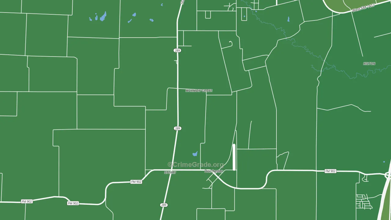 Dorchester, TX Map of Vehicle Theft Rates