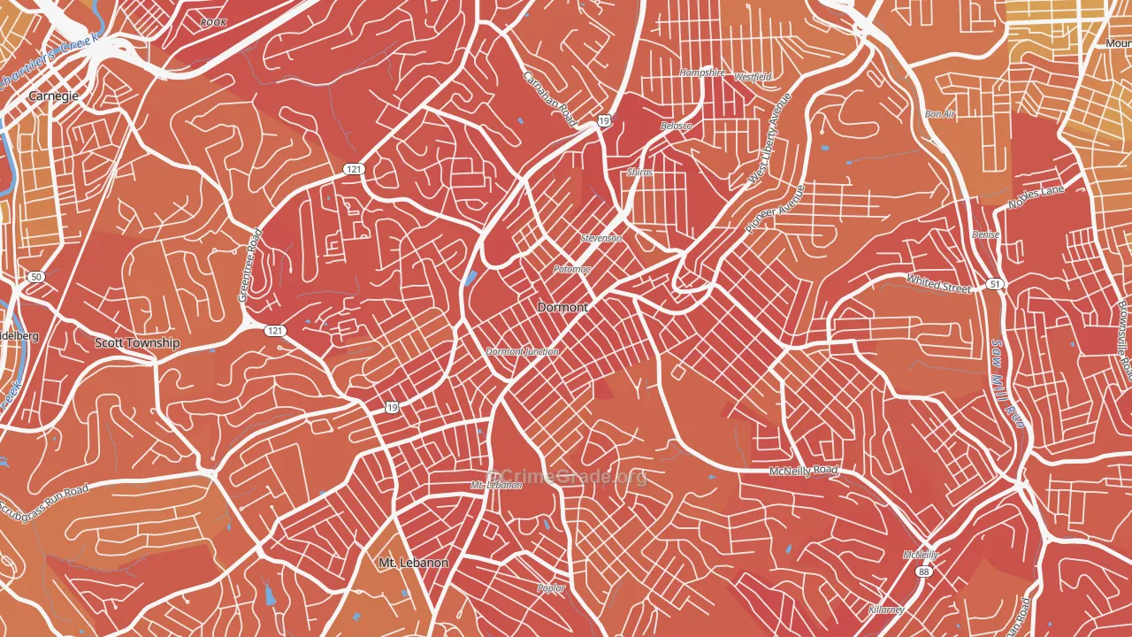 Dormont, PA Map of Vehicle Theft Rates