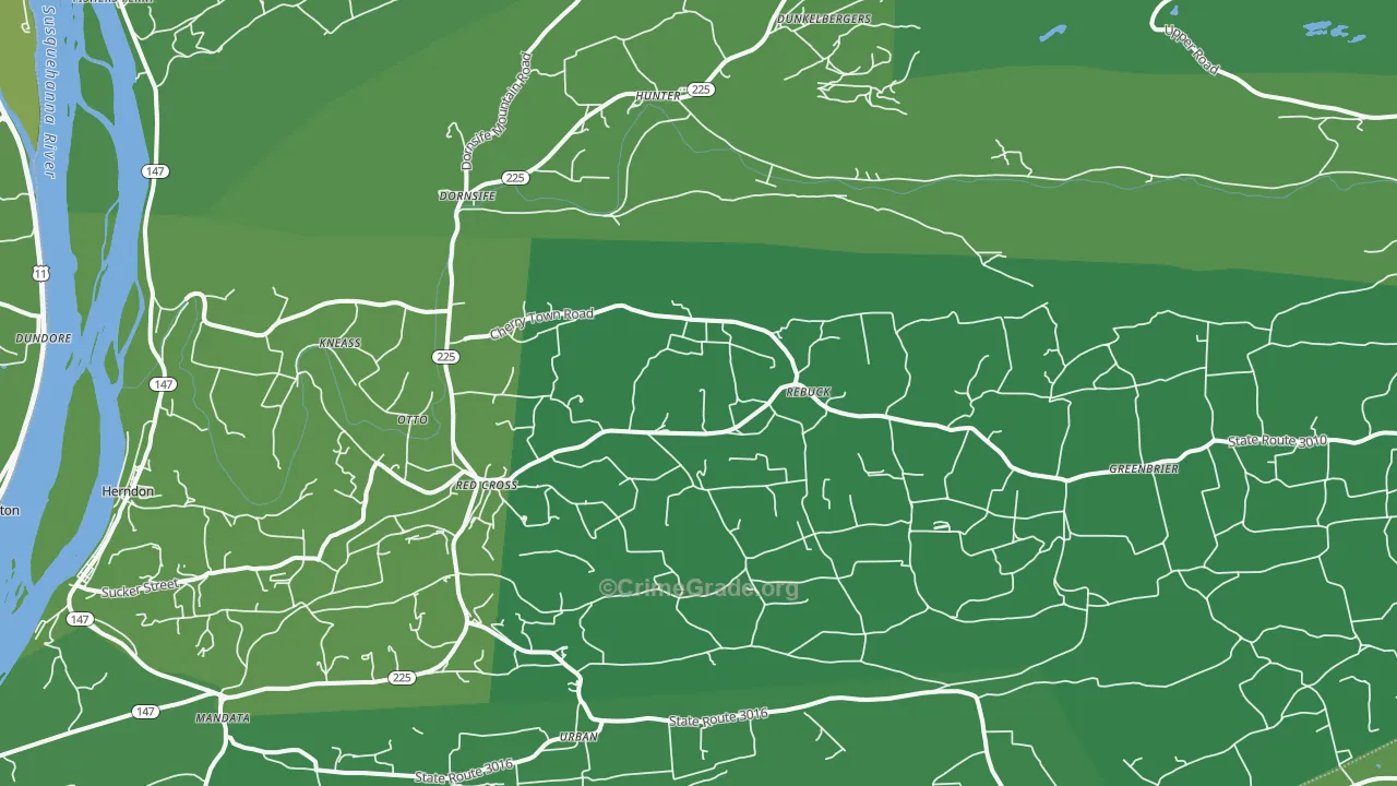 Dornsife, PA Map of Vehicle Theft Rates