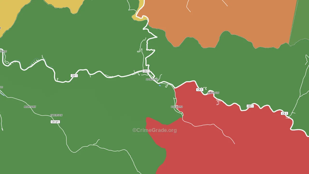 Dorothy, WV Map of Vehicle Theft Rates