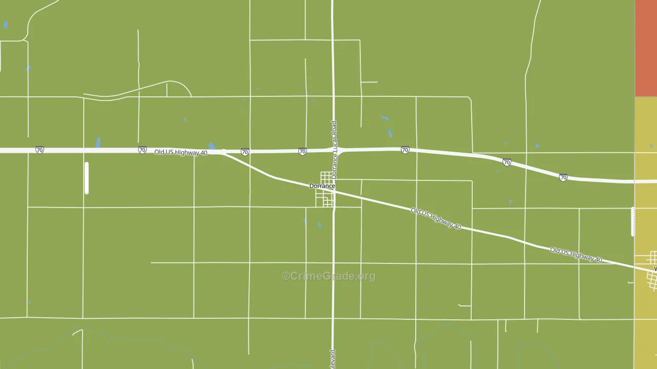 Dorrance, KS Map of Vehicle Theft Rates
