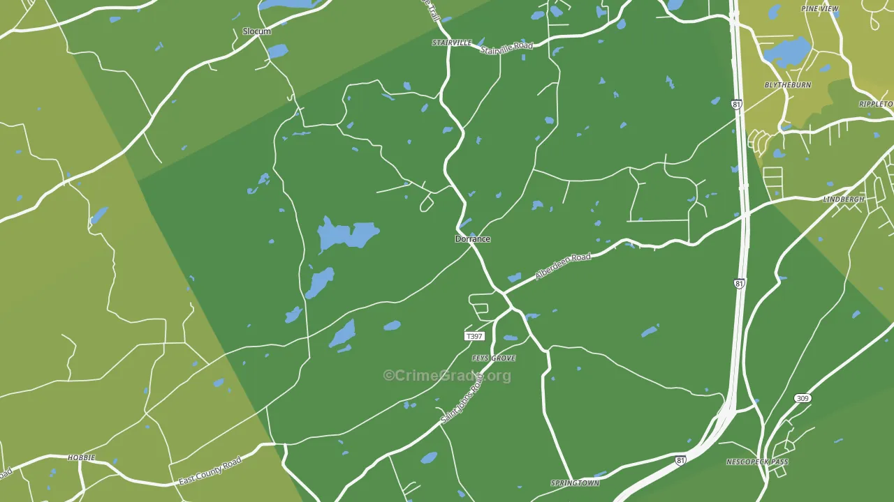 Dorrance, PA Map of Vehicle Theft Rates