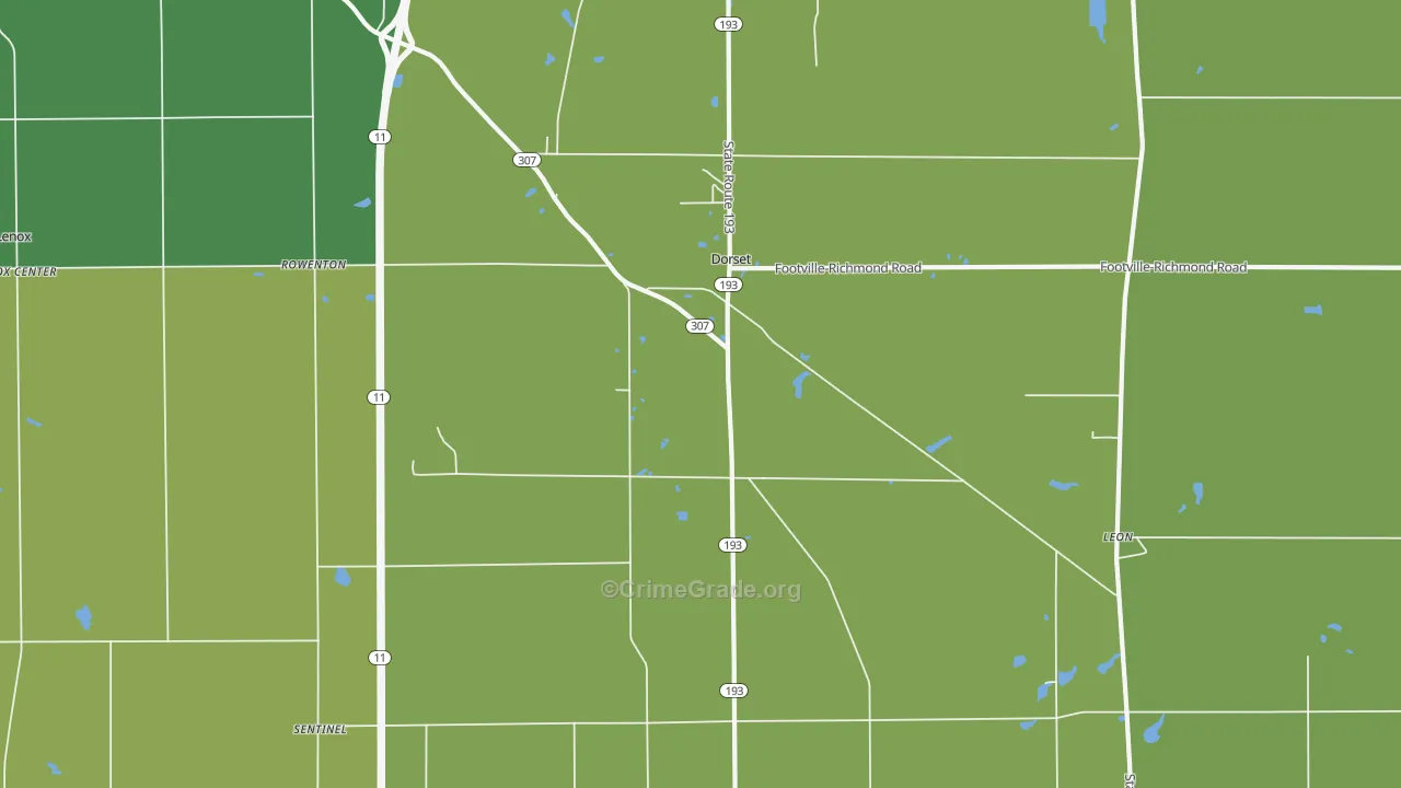 Dorset, OH Map of Vehicle Theft Rates