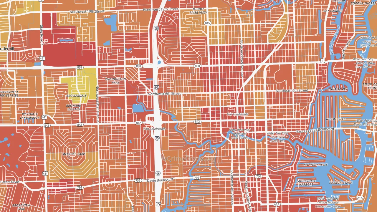Dorsey-Riverbend, Fort Lauderdale, FL Map of Vehicle Theft Rates
