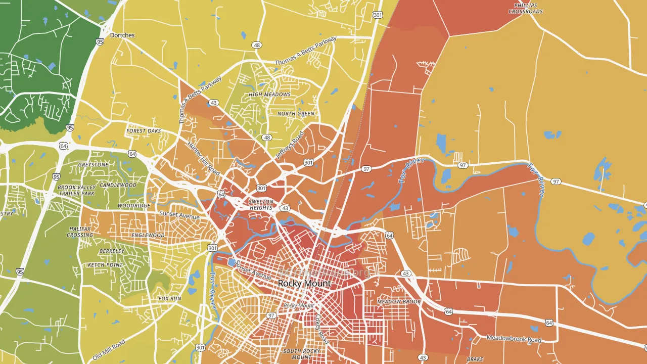 Dortches, NC Map of Vehicle Theft Rates
