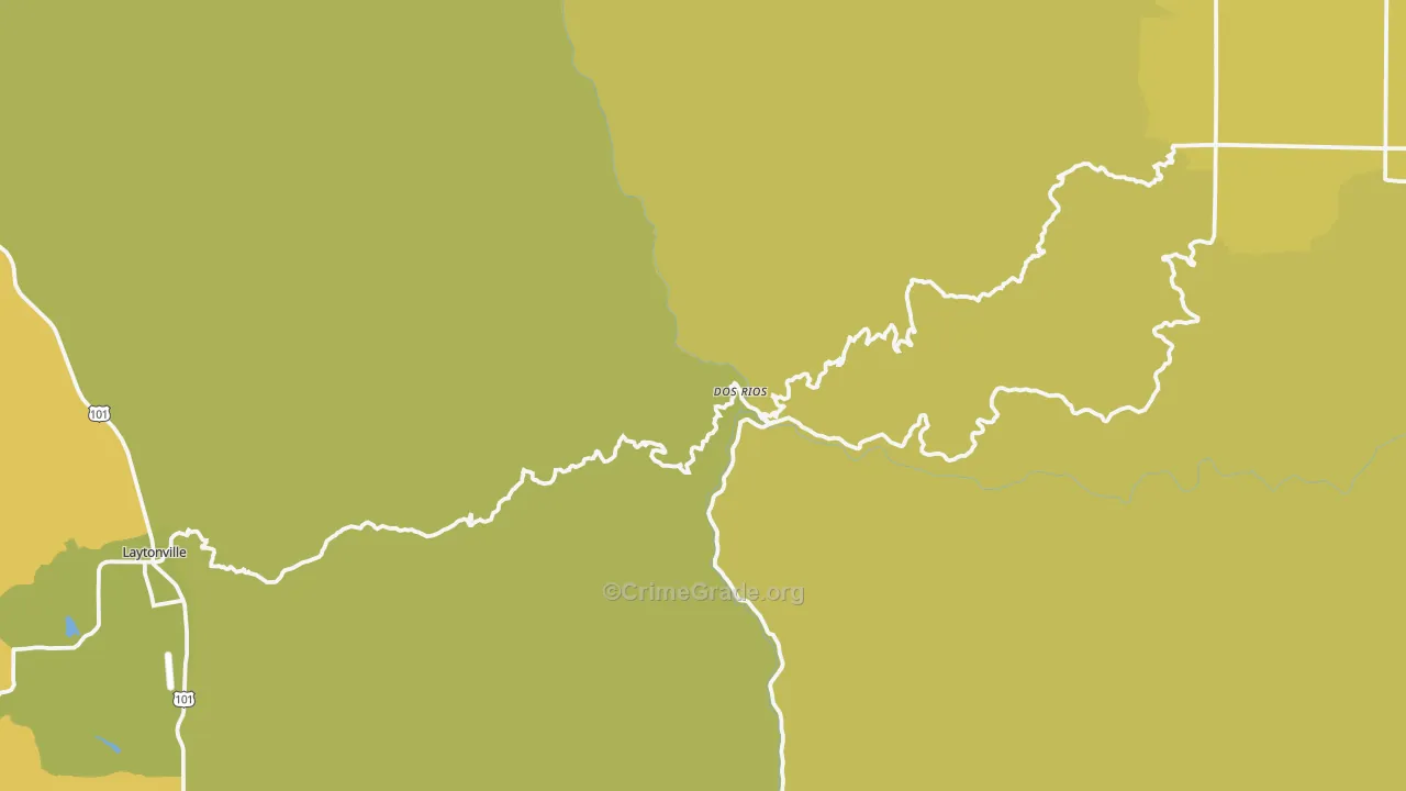 Dos Rios, CA Map of Vehicle Theft Rates