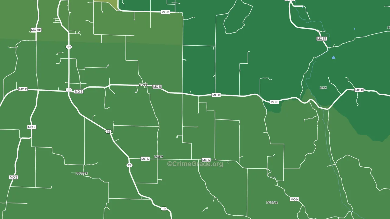 Doss, MO Map of Vehicle Theft Rates