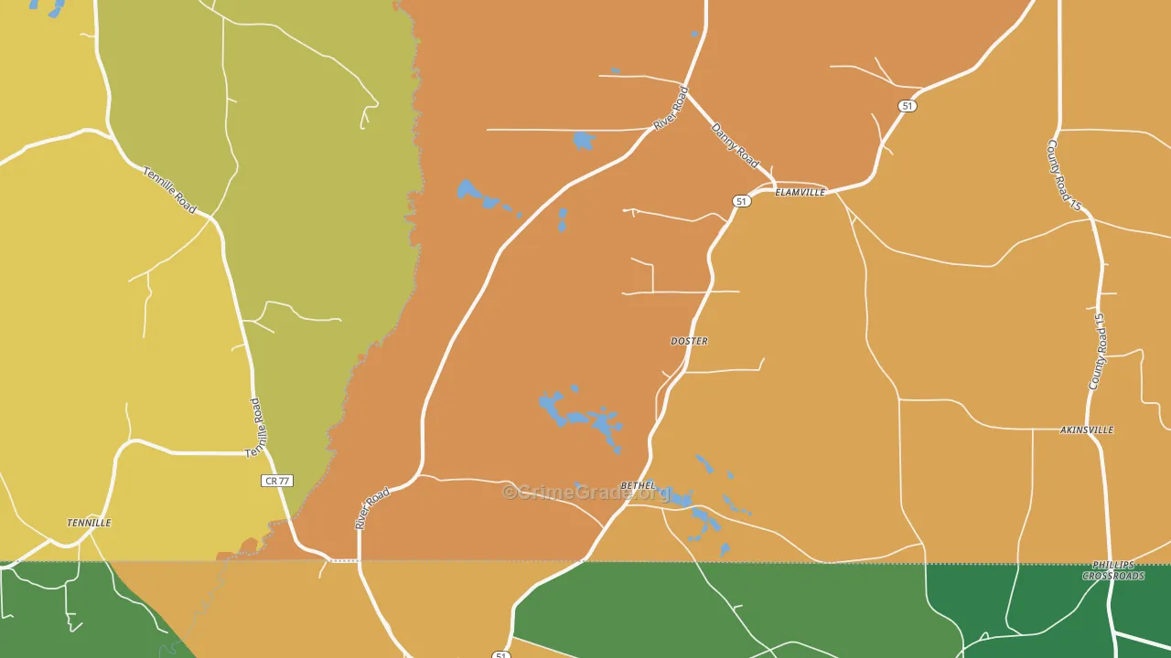 Doster, AL Map of Vehicle Theft Rates