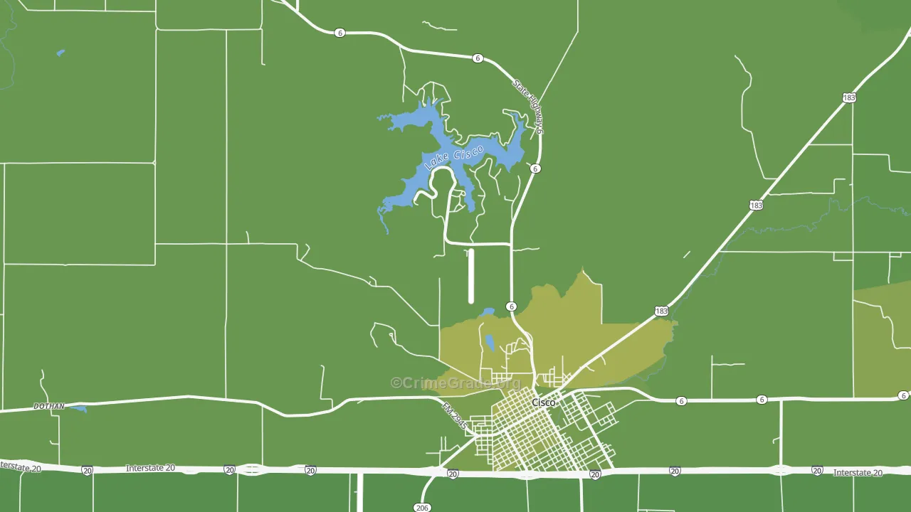 Dothan, TX Map of Vehicle Theft Rates