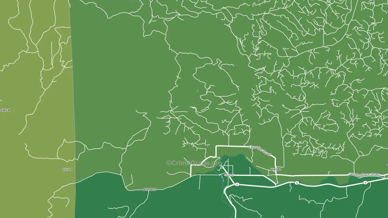 Doty, WA Map of Vehicle Theft Rates