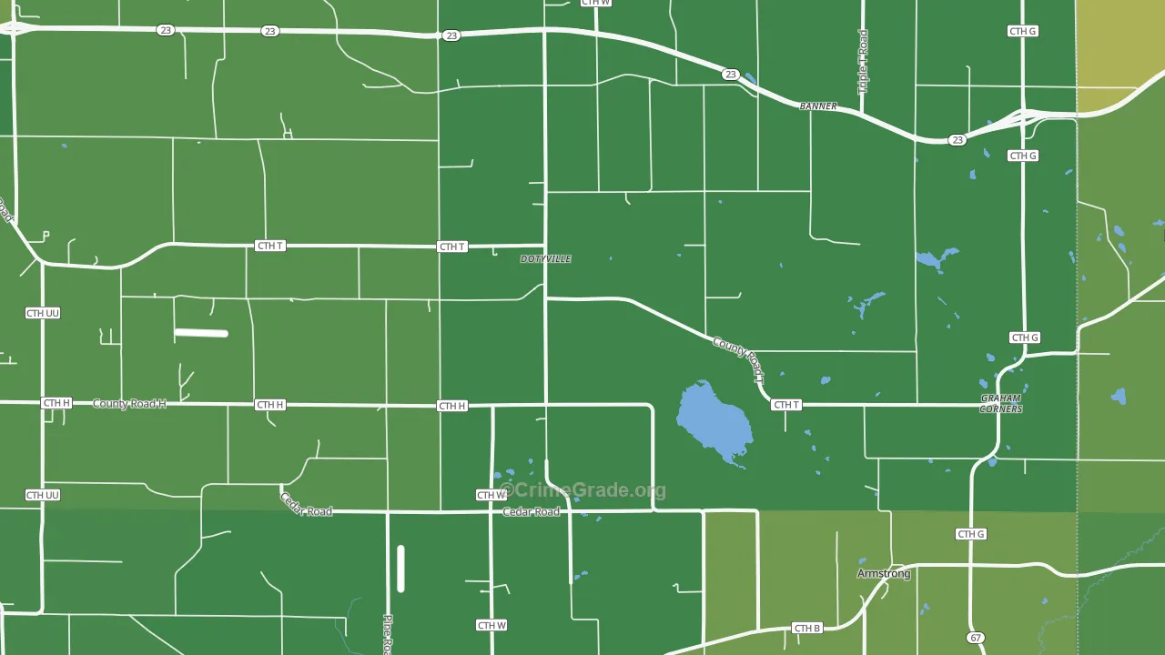 Dotyville, WI Map of Vehicle Theft Rates