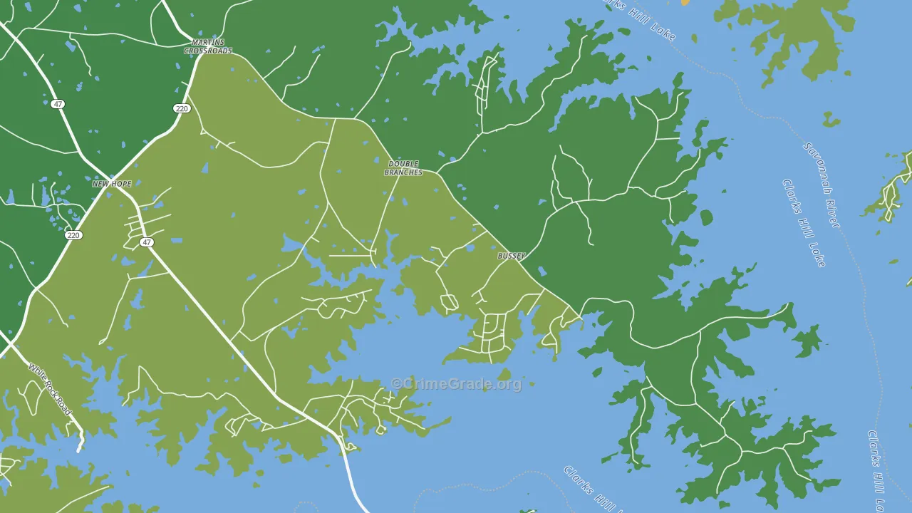 Double Branches, GA Map of Vehicle Theft Rates