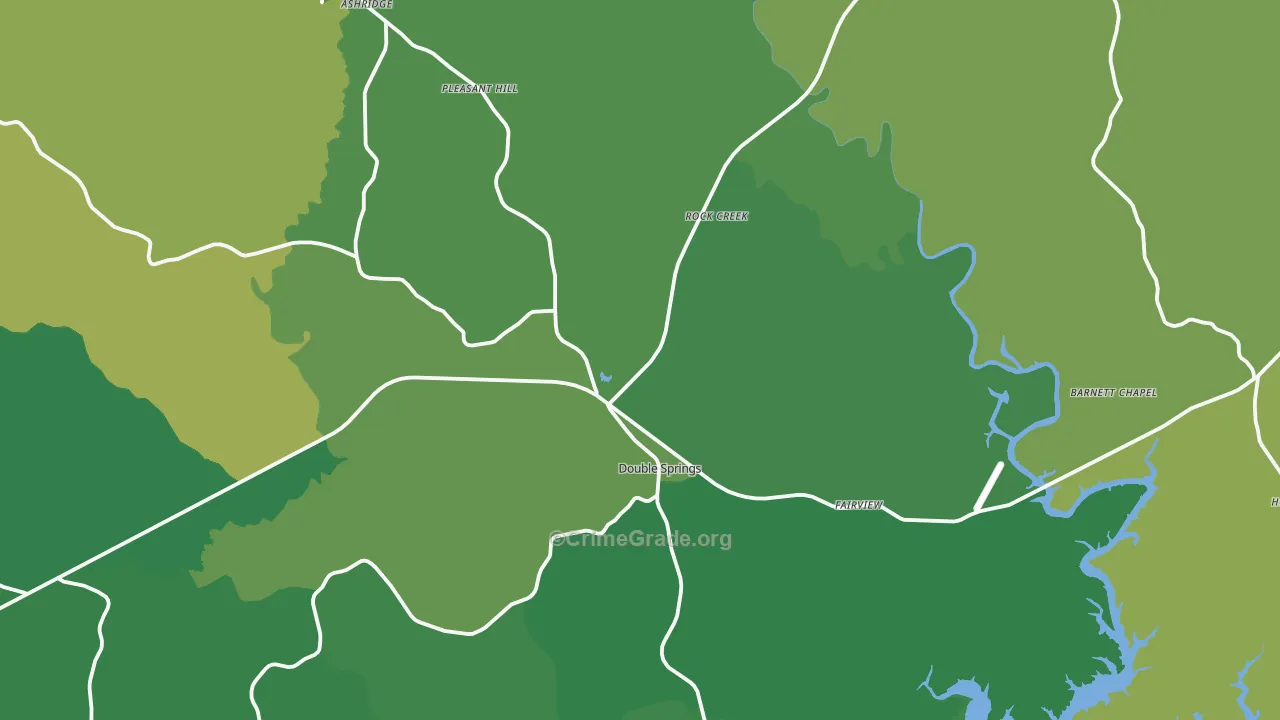 Double Springs, AL Map of Vehicle Theft Rates