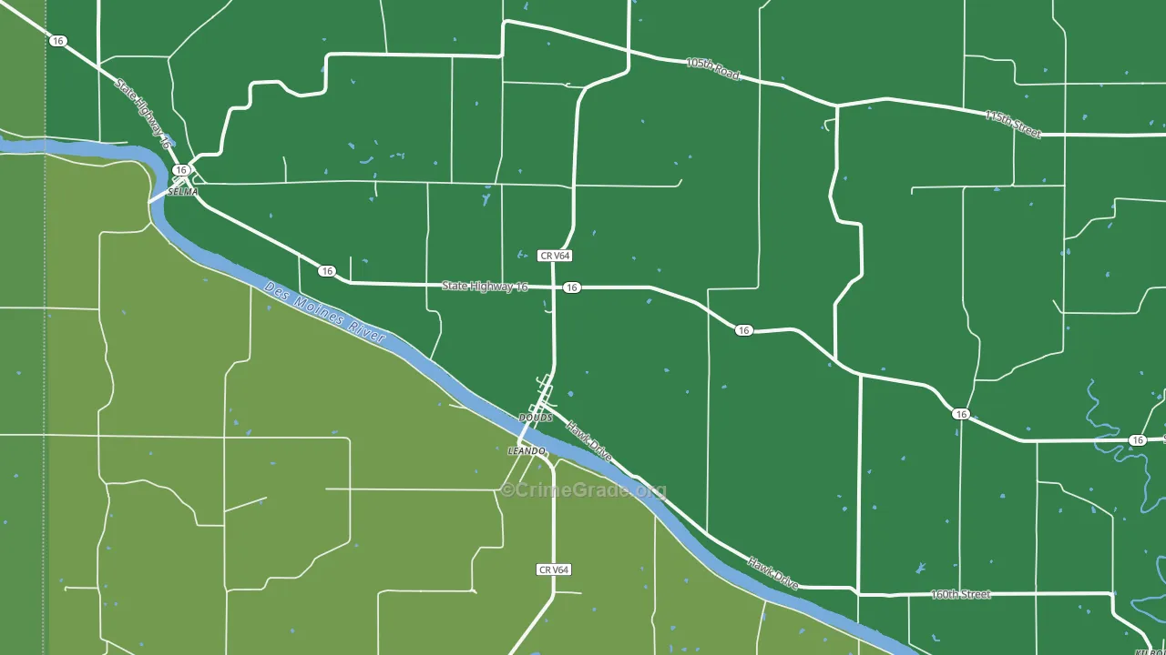 Douds, IA Map of Vehicle Theft Rates