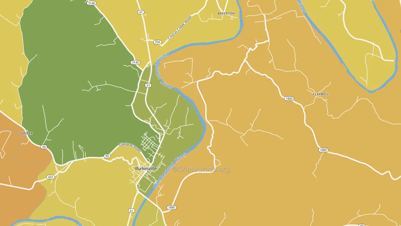 Dougan Town, KY Map of Vehicle Theft Rates