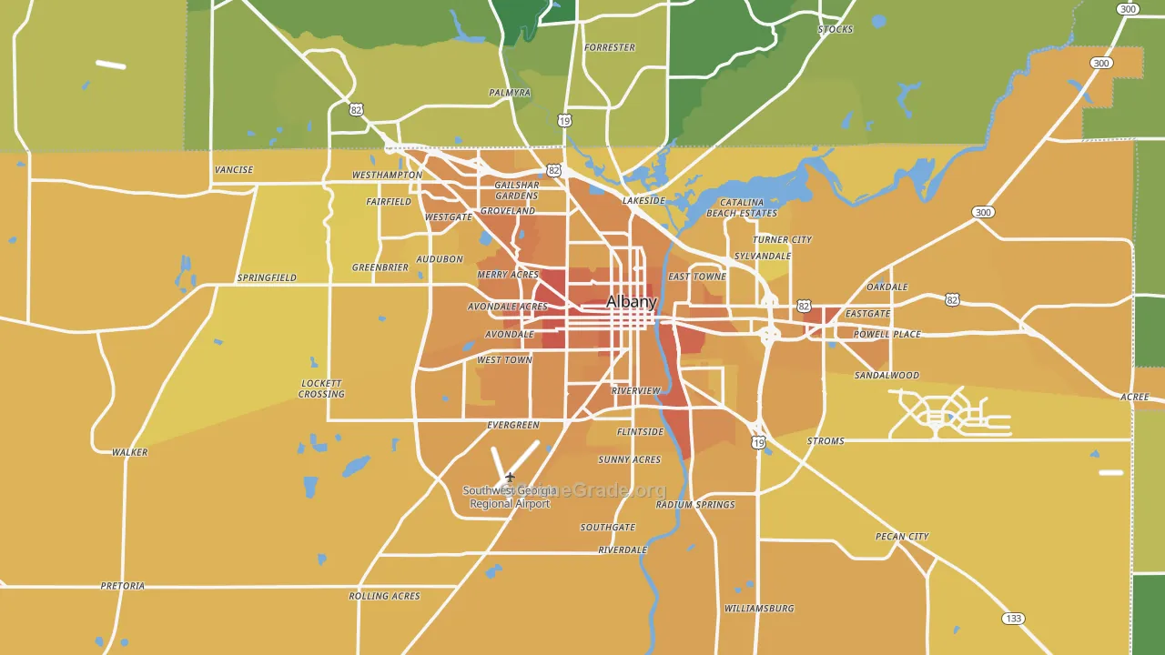 Dougherty County, GA Map of Vehicle Theft Rates