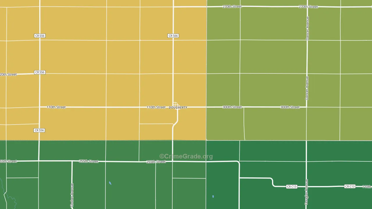 Dougherty, IA Map of Vehicle Theft Rates