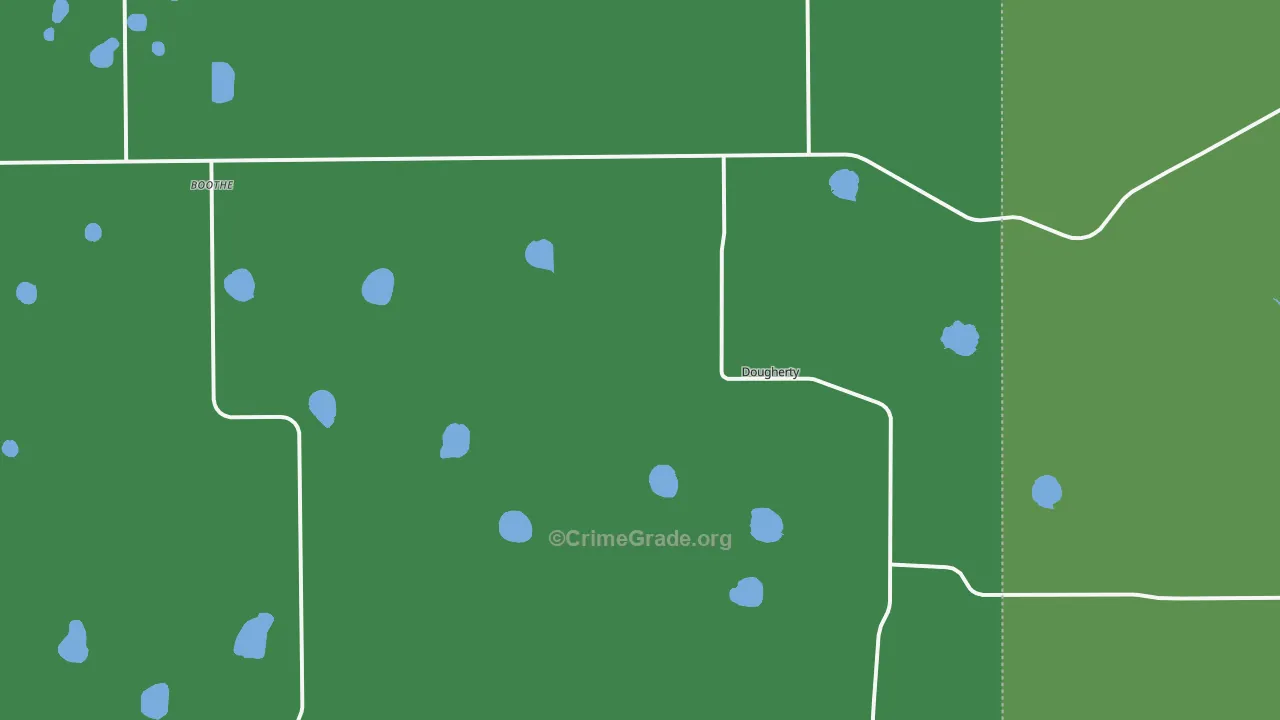 Dougherty, TX Map of Vehicle Theft Rates