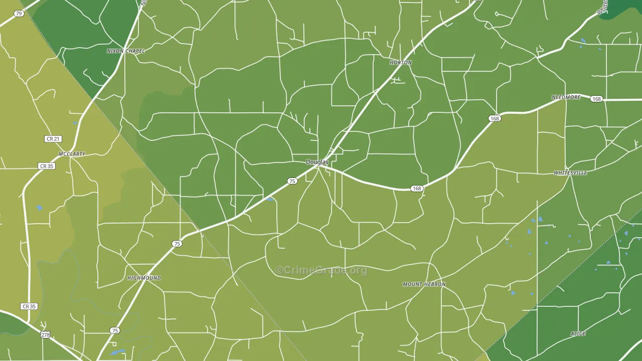 Douglas, AL Map of Vehicle Theft Rates