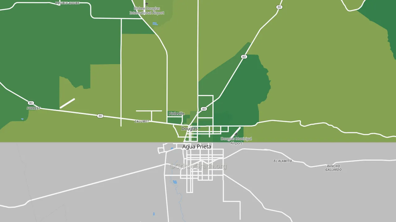 Douglas, AZ Map of Vehicle Theft Rates