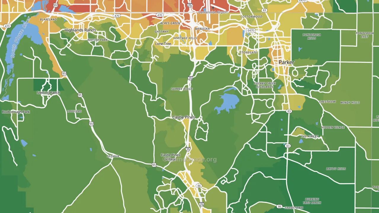 Douglas County, CO Map of Vehicle Theft Rates