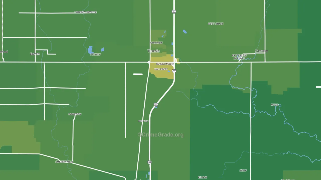 Douglas County, IL Map of Vehicle Theft Rates