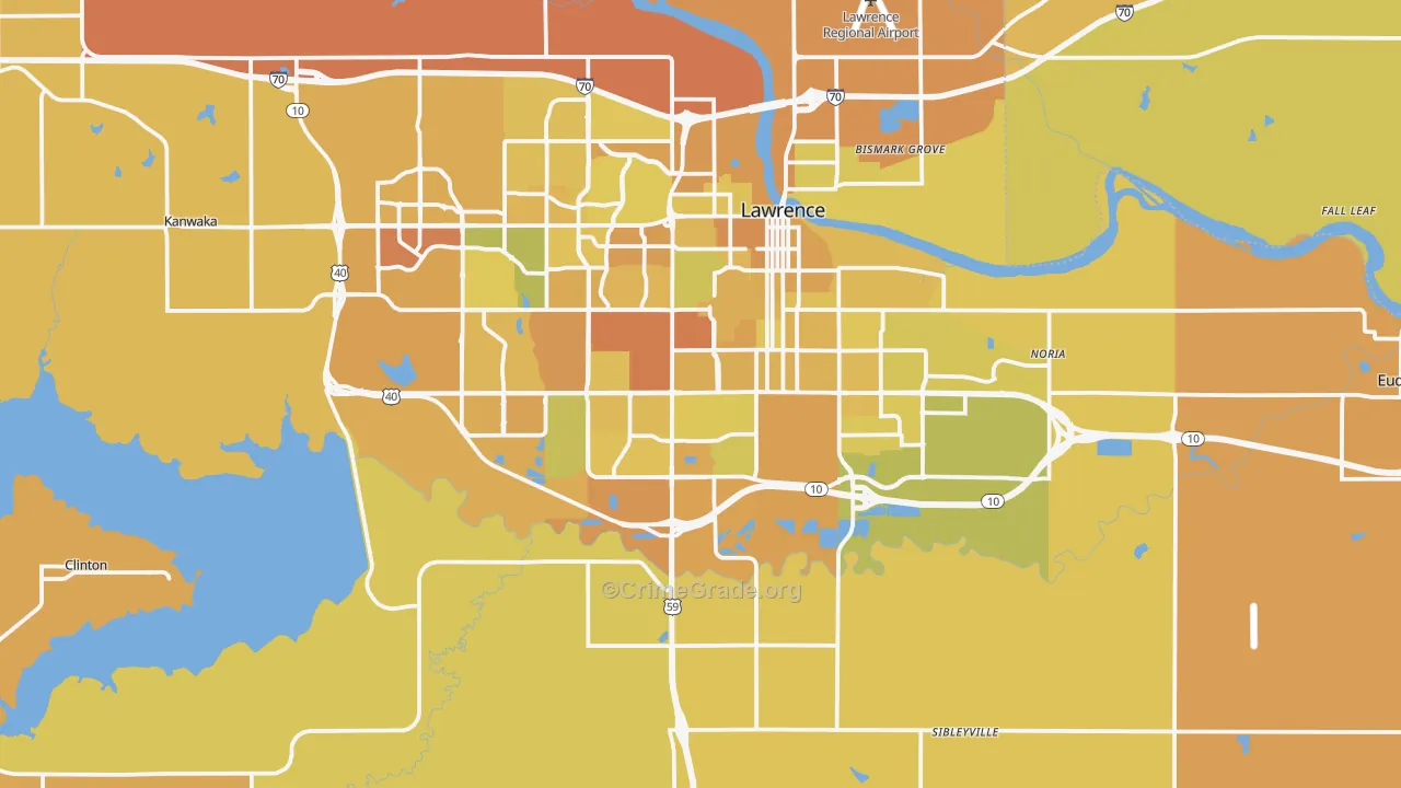 Douglas County, KS Map of Vehicle Theft Rates
