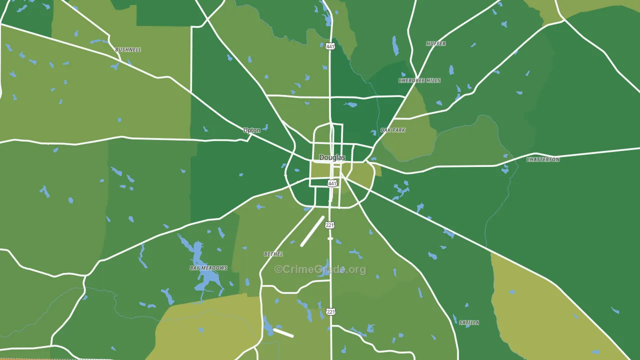 Douglas, GA Map of Vehicle Theft Rates