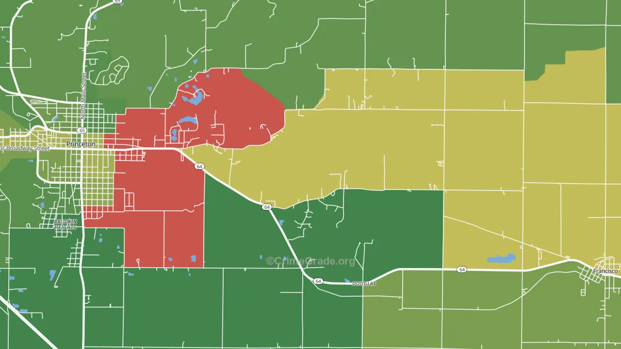 Douglas, IN Map of Vehicle Theft Rates