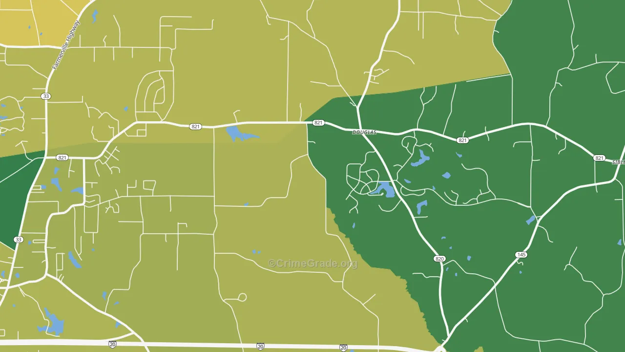 Douglas, LA Map of Vehicle Theft Rates