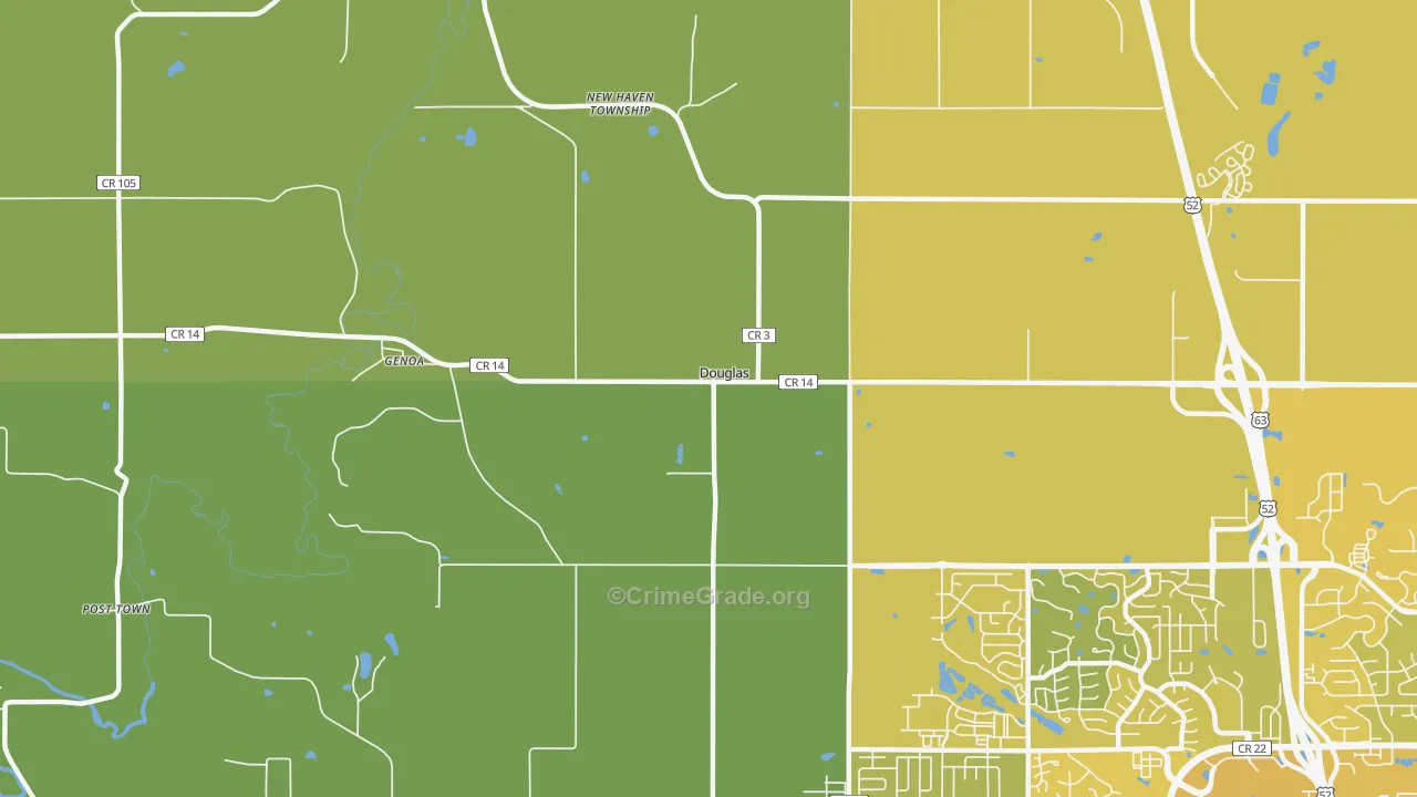 Douglas, MN Map of Vehicle Theft Rates