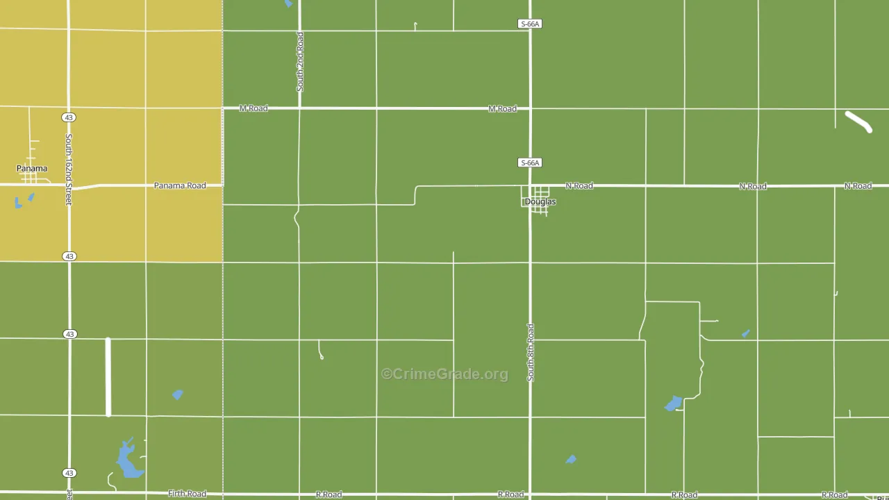Douglas, NE Map of Vehicle Theft Rates