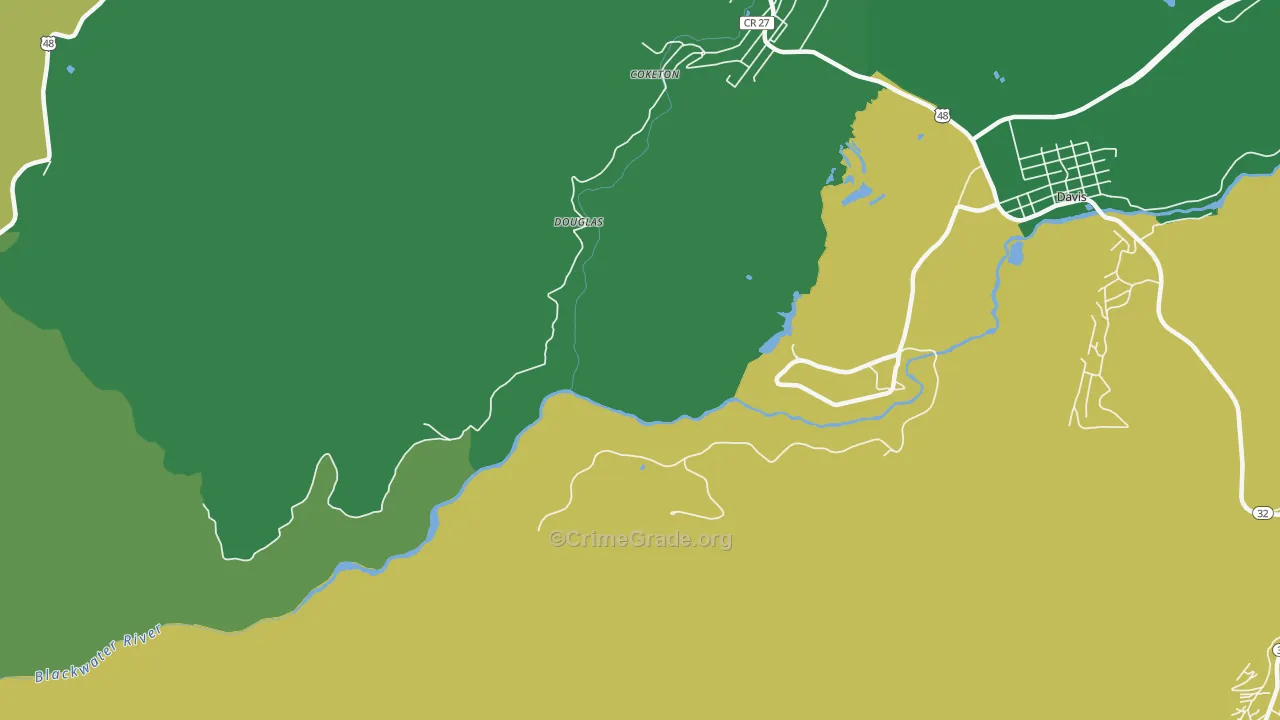 Douglas, WV Map of Vehicle Theft Rates