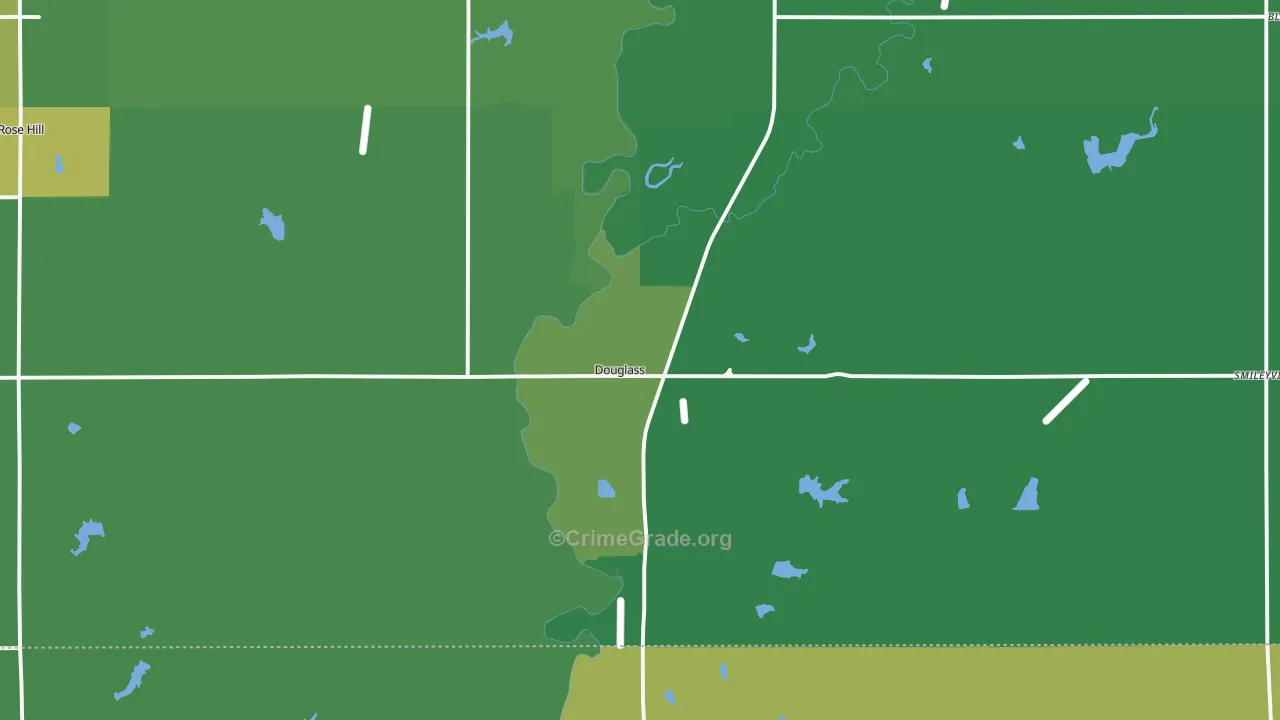 Douglass, KS Map of Vehicle Theft Rates