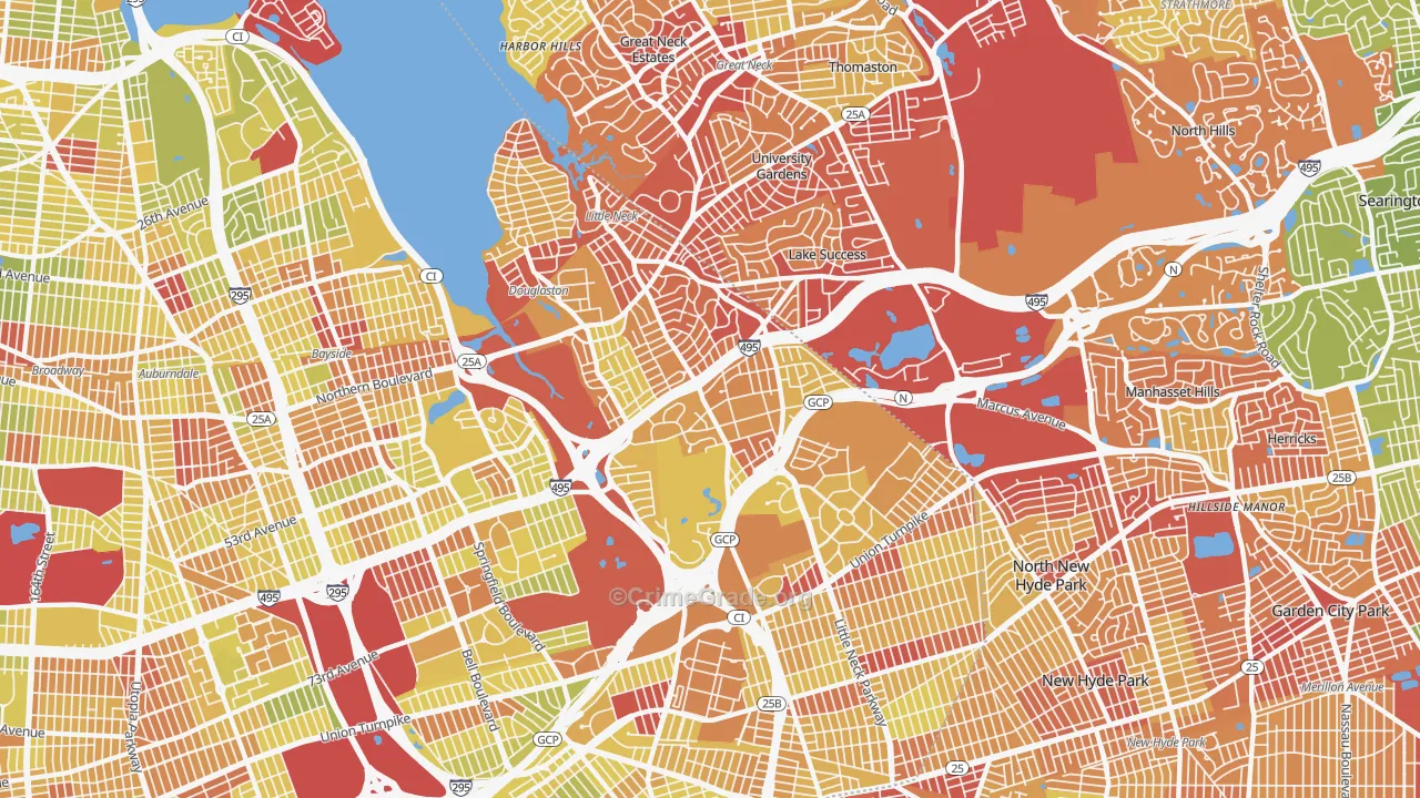 Douglaston-Little Neck, Queens, NY Map of Vehicle Theft Rates
