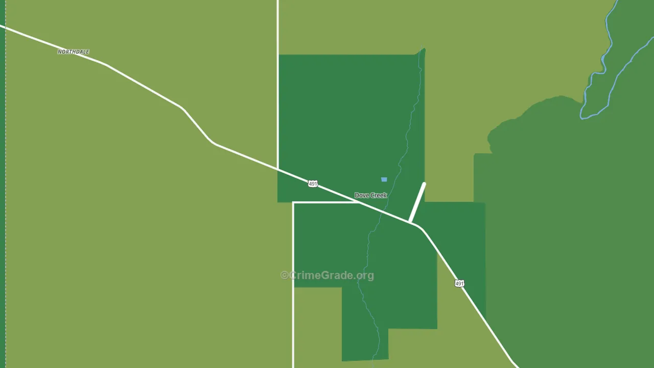 Dove Creek, CO Map of Vehicle Theft Rates