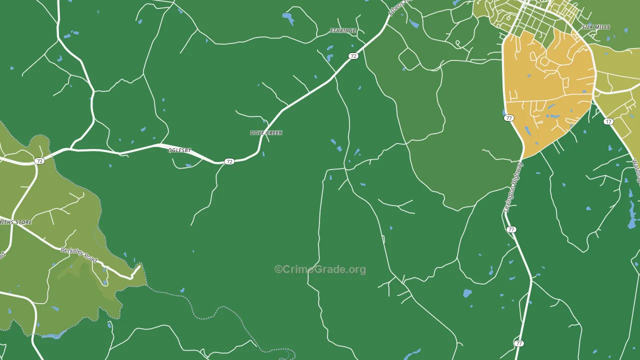 Dove Creek, GA Map of Vehicle Theft Rates
