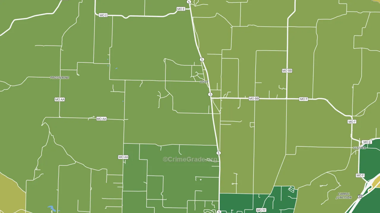Dove, MO Map of Vehicle Theft Rates
