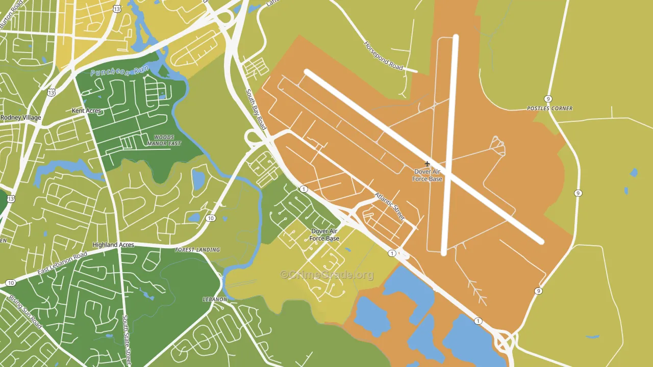 Dover Afb, DE Map of Vehicle Theft Rates