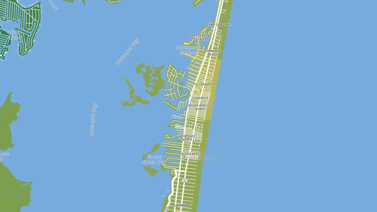 Dover Beaches North, NJ Map of Vehicle Theft Rates