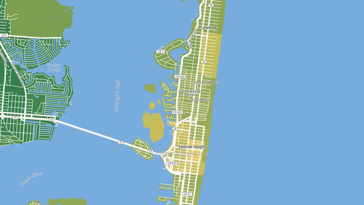 Dover Beaches South, NJ Map of Vehicle Theft Rates