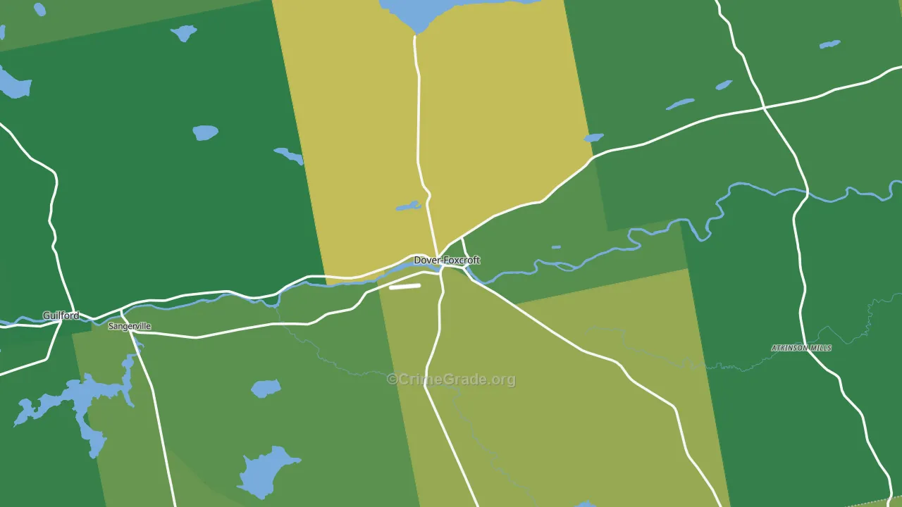 Dover Foxcroft, ME Map of Vehicle Theft Rates