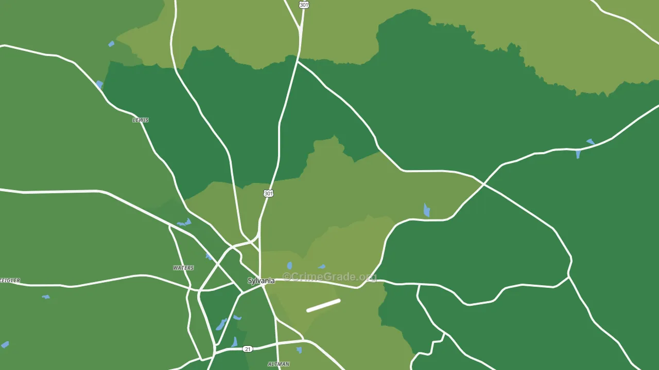 Dover, GA Map of Vehicle Theft Rates