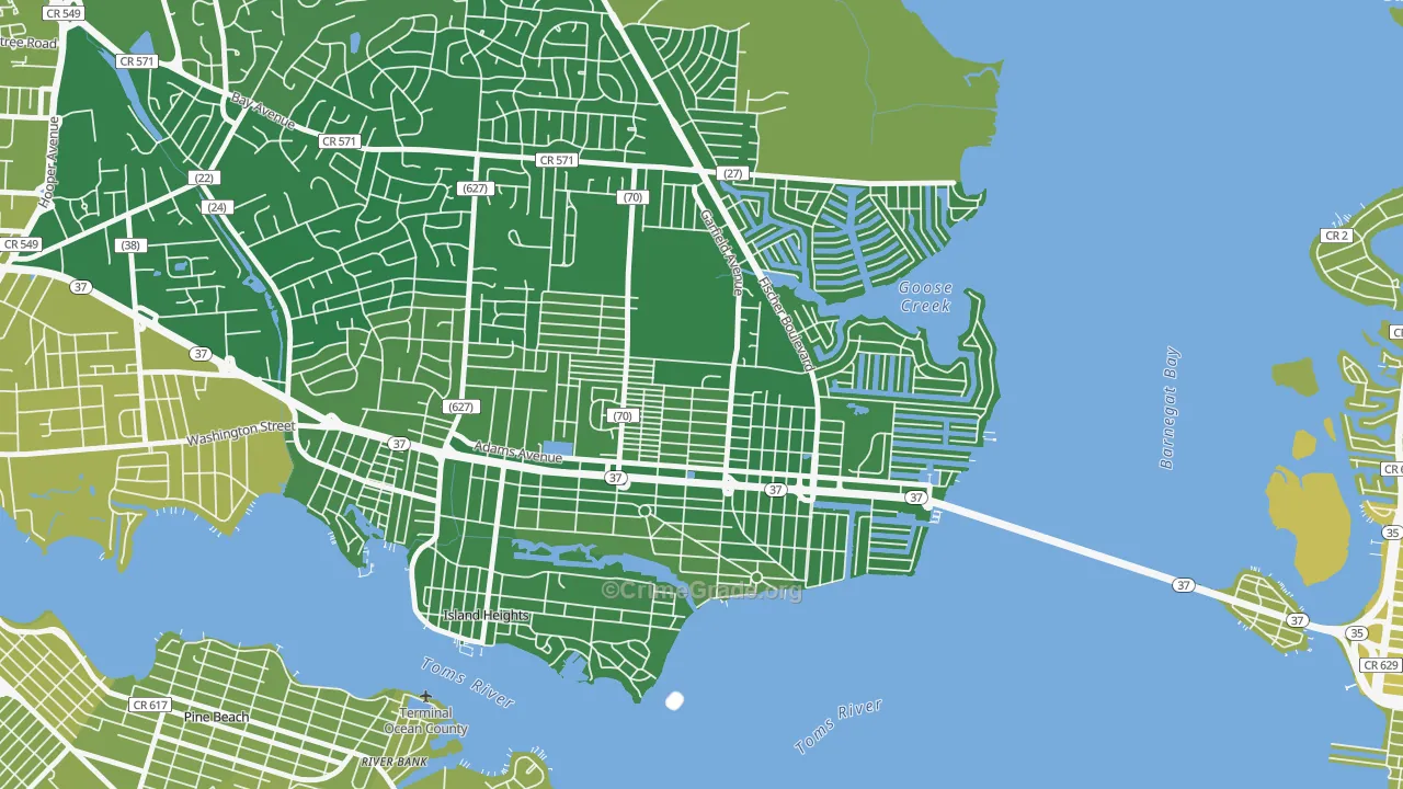 Dover Heights, Toms River, NJ Map of Vehicle Theft Rates
